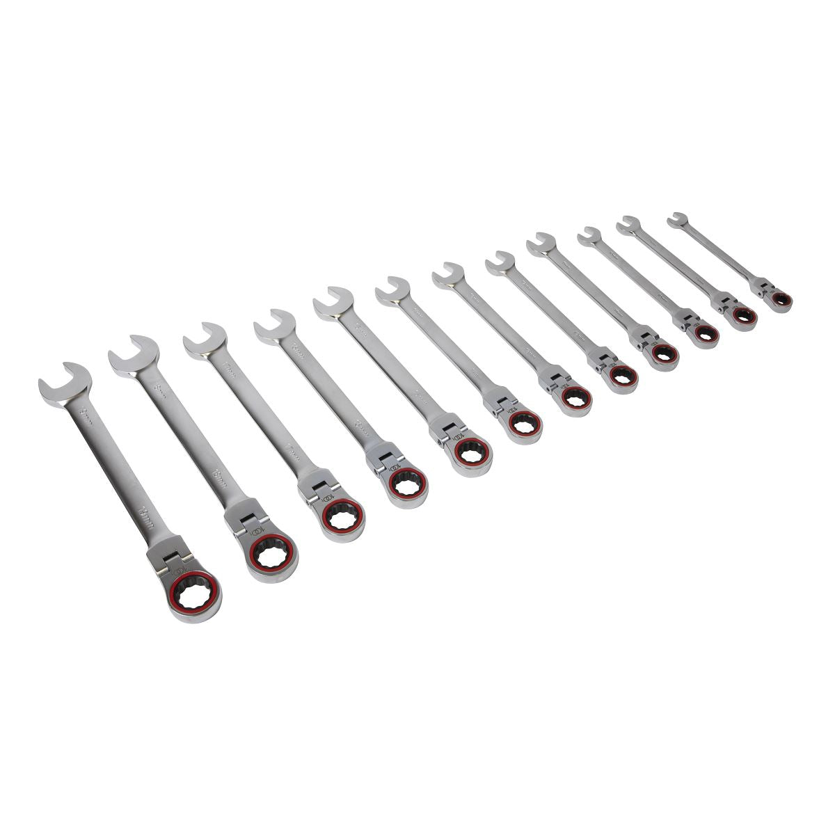 Sealey Flexi-Head Ratchet Combination Spanner Set 12pc Metric Platinum Series AK63942