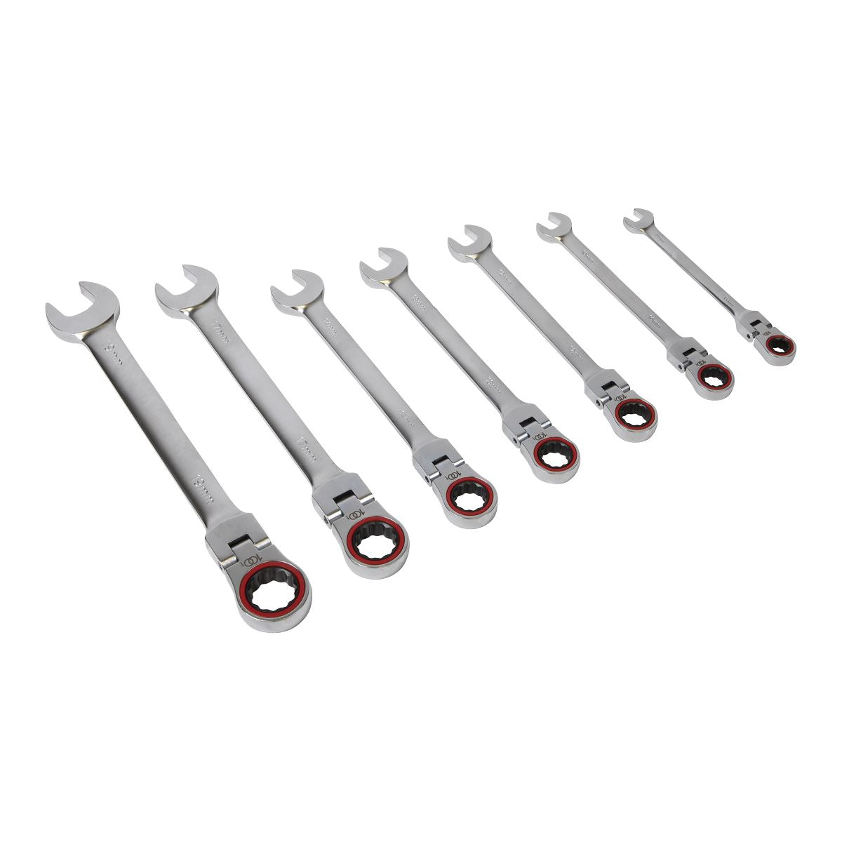 Sealey Flexi-Head Ratchet Combination Spanner Set 7pc Metric Platinum Series AK63943