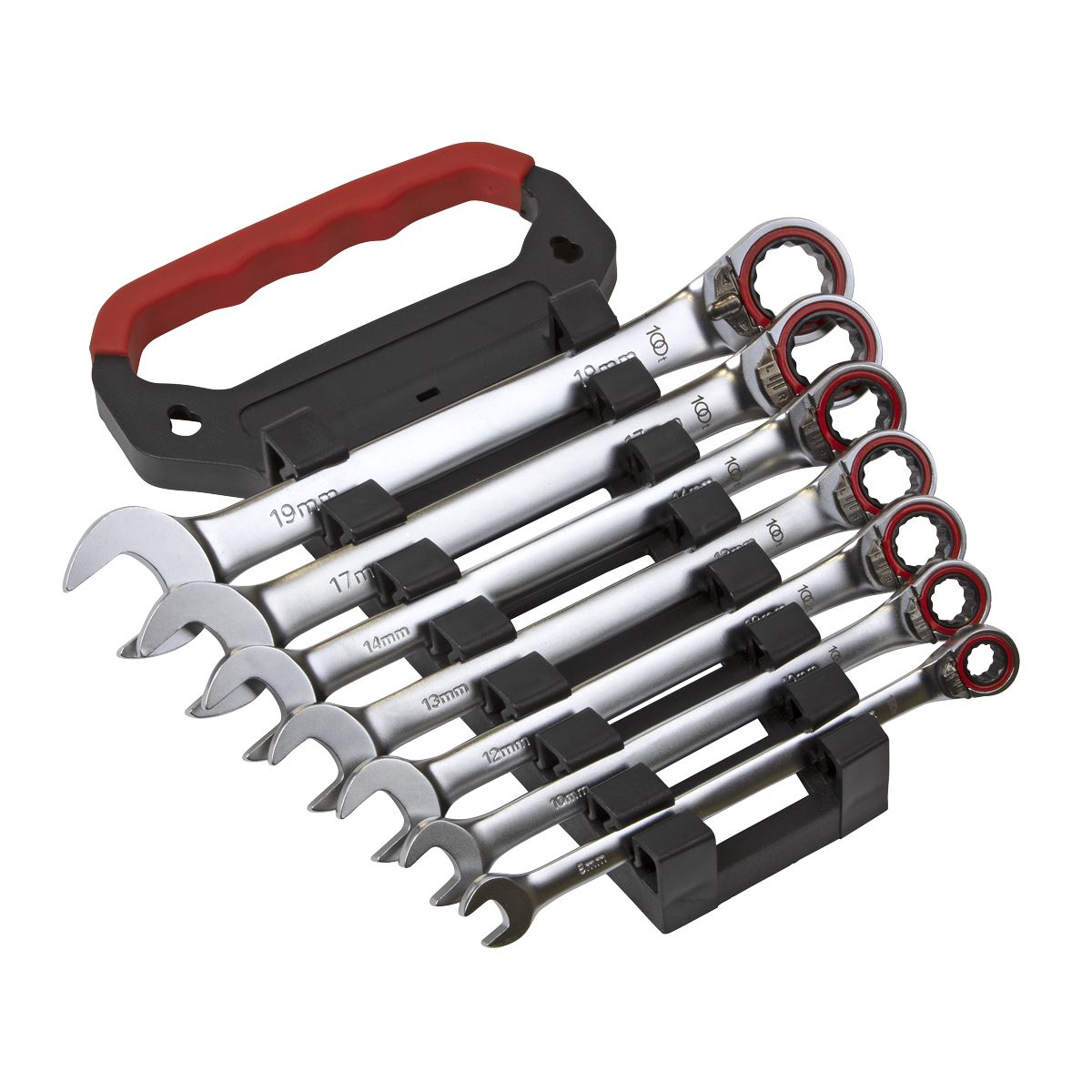 Sealey Reversible Ratchet Combination Spanner Set 7pc Metric Platinum Series AK63945