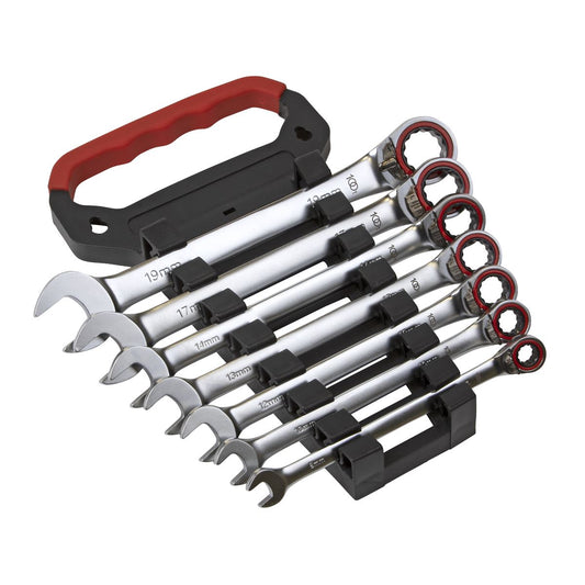 Sealey Reversible Ratchet Combination Spanner Set 7pc Metric Platinum Series AK63945
