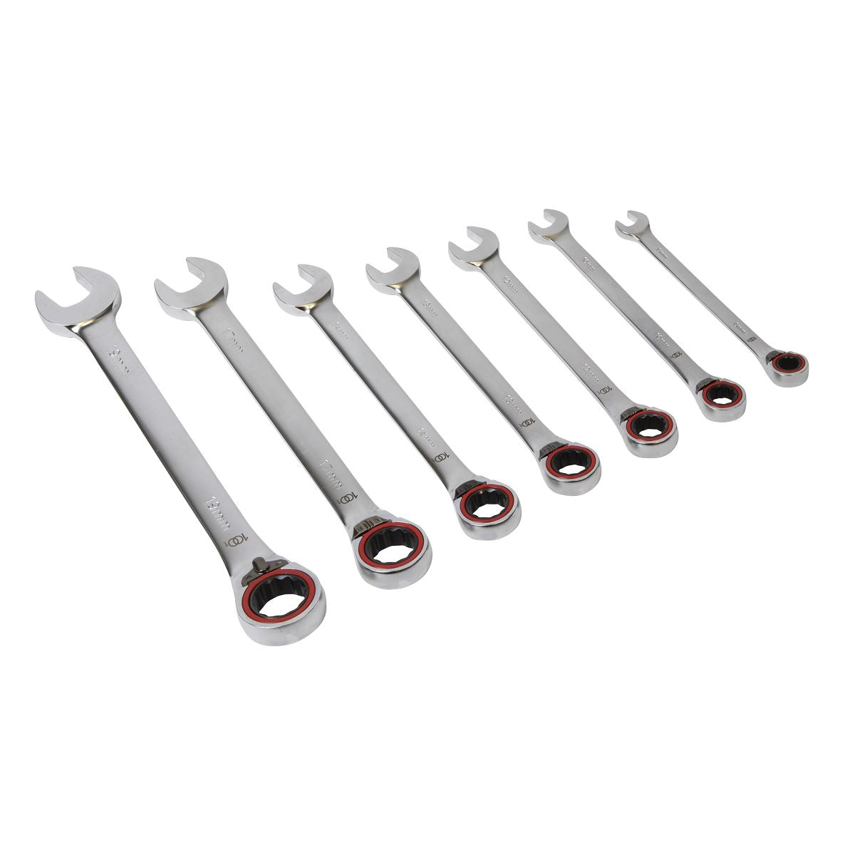 Sealey Reversible Ratchet Combination Spanner Set 7pc Metric Platinum Series AK63945