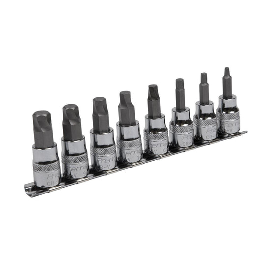 Sealey Hex Socket Bit Set Lock-On&trade; 8pc 3/8"Sq Drive Metric AK65601
