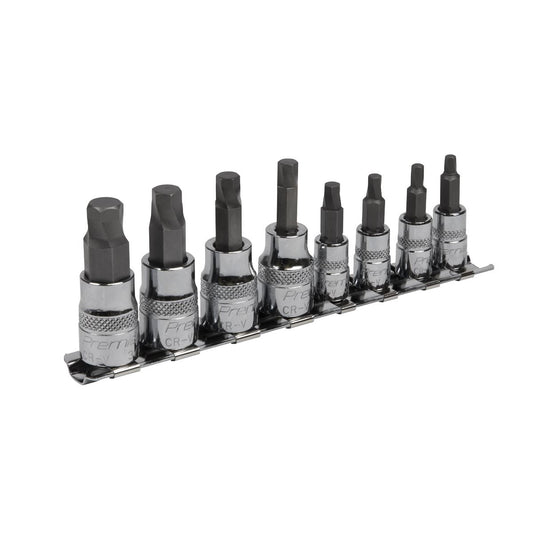 Sealey Hex Socket Bit Set Lock-On&trade; 8pc 1/4" & 3/8"Sq Drive - Imperial AK65602