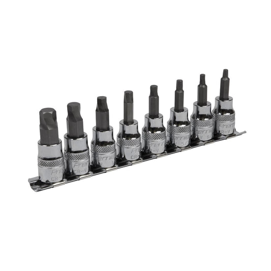 Sealey Hex Socket Bit Set Lock-On&trade; 8pc 3/8"Sq Drive - Imperial AK65603