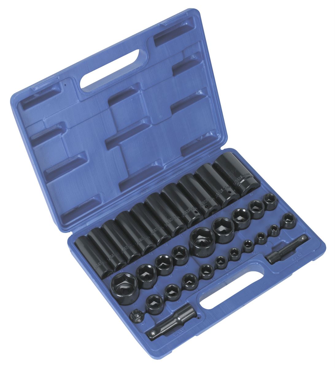 Sealey Impact Socket Set 32pc Standard Deep 3/8" & 1/2"D Metric Imperial AK681