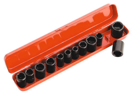 Sealey Metric Imperial Standard Impact Socket Set 12pc 3/8"D Single Hex AK682