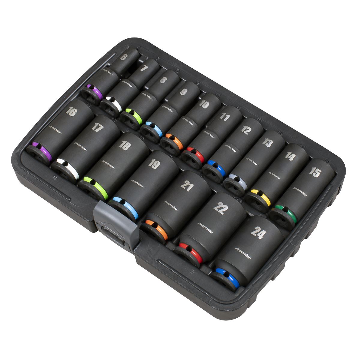 Sealey Deep Impact Socket Set 3/8"D 17pc Metric 6 Point Walldrive AK68219