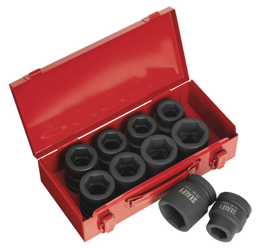 Sealey Metric Imperial Standard Impact Socket Set 10pc 1"D Single Hex AK688