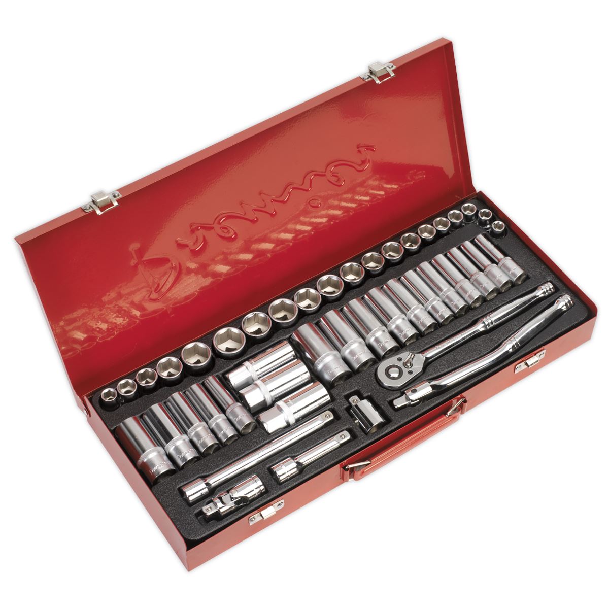 Sealey Metric Imperial Socket Set 45pc 3/8"D 6pt Deep And Standard AK692