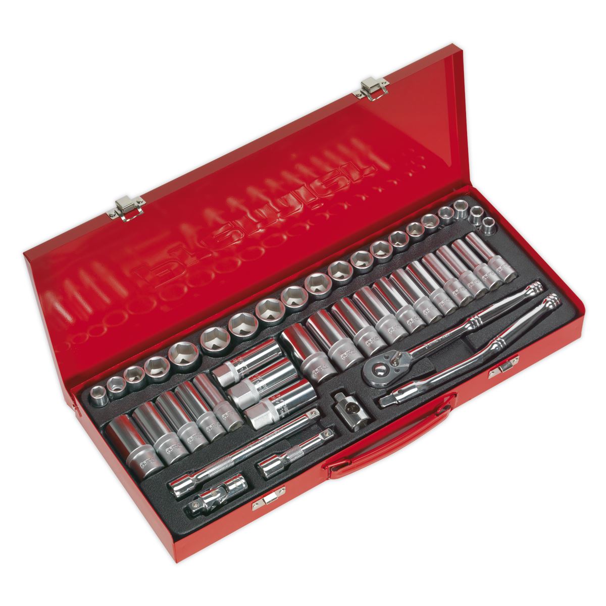 Sealey Metric Imperial Socket Set 45pc 3/8"D 6pt Deep And Standard AK692