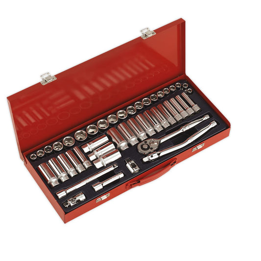 Sealey Metric Imperial Socket Set 45pc 3/8"D 6pt Deep And Standard AK692