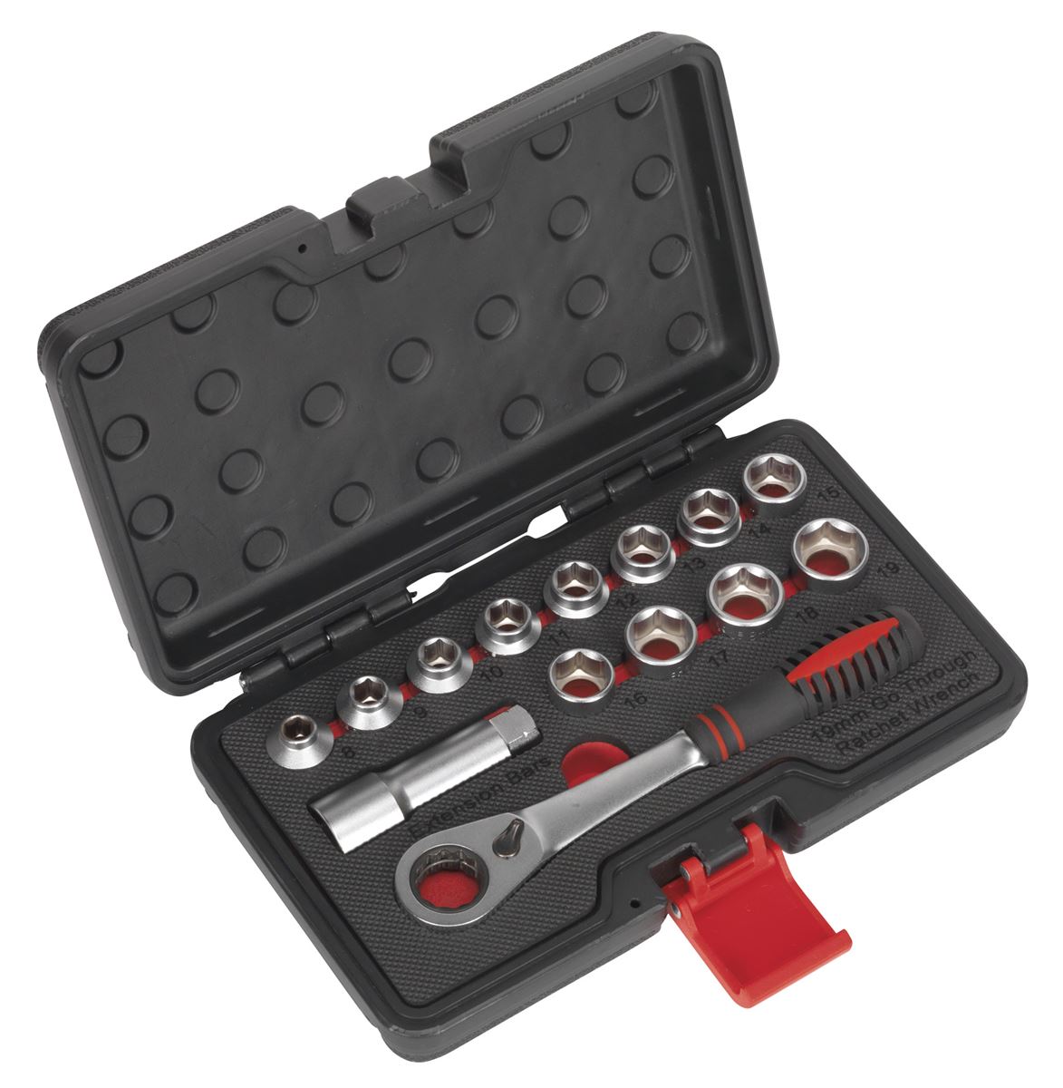 Sealey Go Through Low Profile Socket Set 14pc WallDrive Metric AK6926
