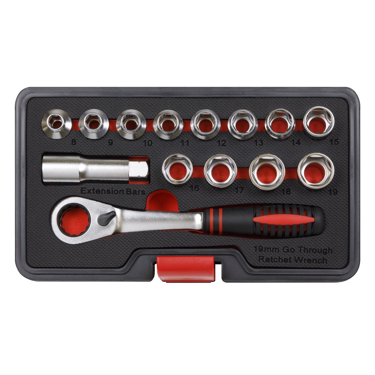 Sealey Go Through Low Profile Socket Set 14pc WallDrive Metric AK6926
