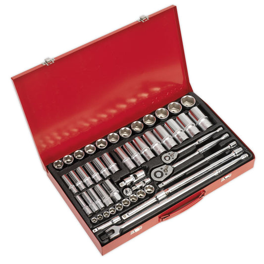 Sealey Metric Socket Set 50pc 3/8" & 1/2"D 6pt Deep And Standard AK6942