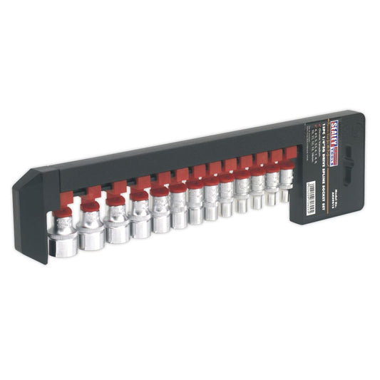Sealey Total Drive Socket Set 13pc 1/4"D Mirror Finish On A Rail AK69813