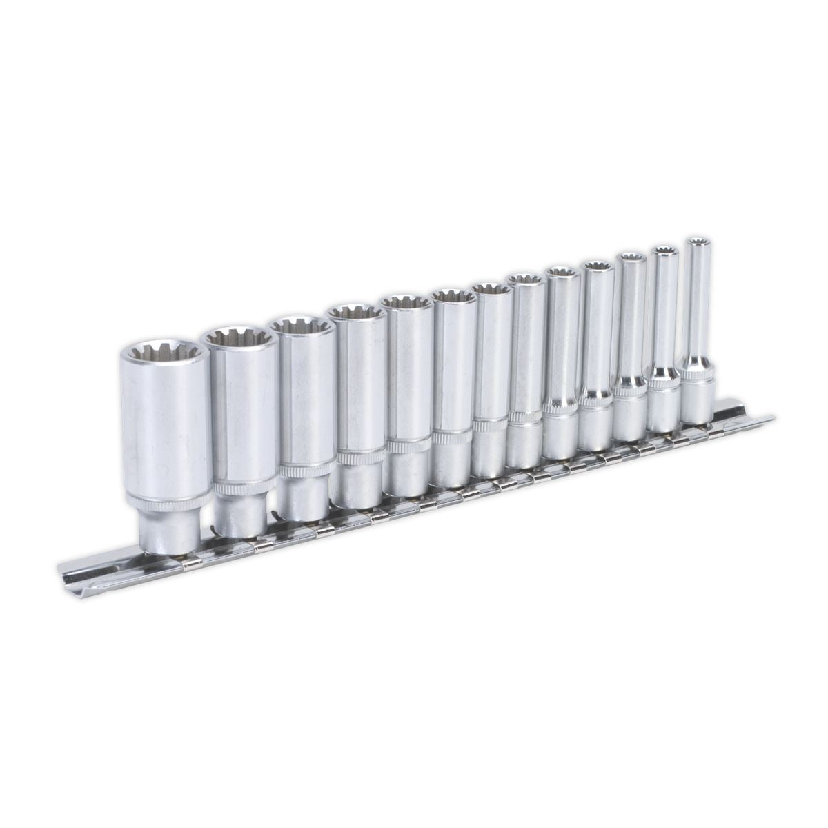 Sealey Total Drive Socket Set 13pc Deep 1/4"D Metric Satin Finish AK69813D