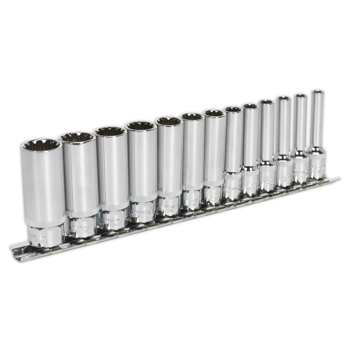 Sealey Total Drive Socket Set 13pc Deep 1/4"D Metric Satin Finish AK69813D