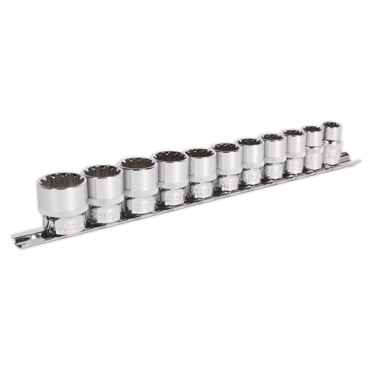 Sealey Total Drive Socket Set 11pc 3/8"D Metric Fully Polished AK69911