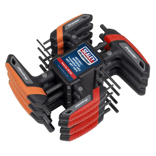 Sealey Premier Metric Imperial T-Handle Hex Key Set 14pc Comfort Grip AK7149