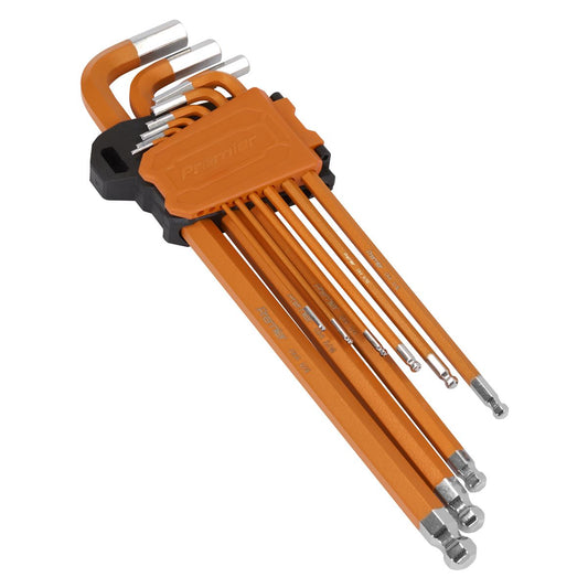 Sealey Premier Imperial Extra Long Ball End Hex Key Set 9pc AK7175