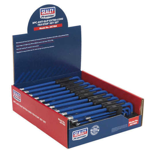 Sealey TRX-Star* Key Set 9pc Extra-Long Anti-Slip Display Box of 10 AK7184