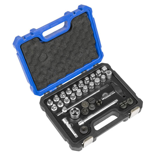 Sealey Master Oil Drain Plug Removal Kit 33pc Engines Gearboxes And Axles AK758
