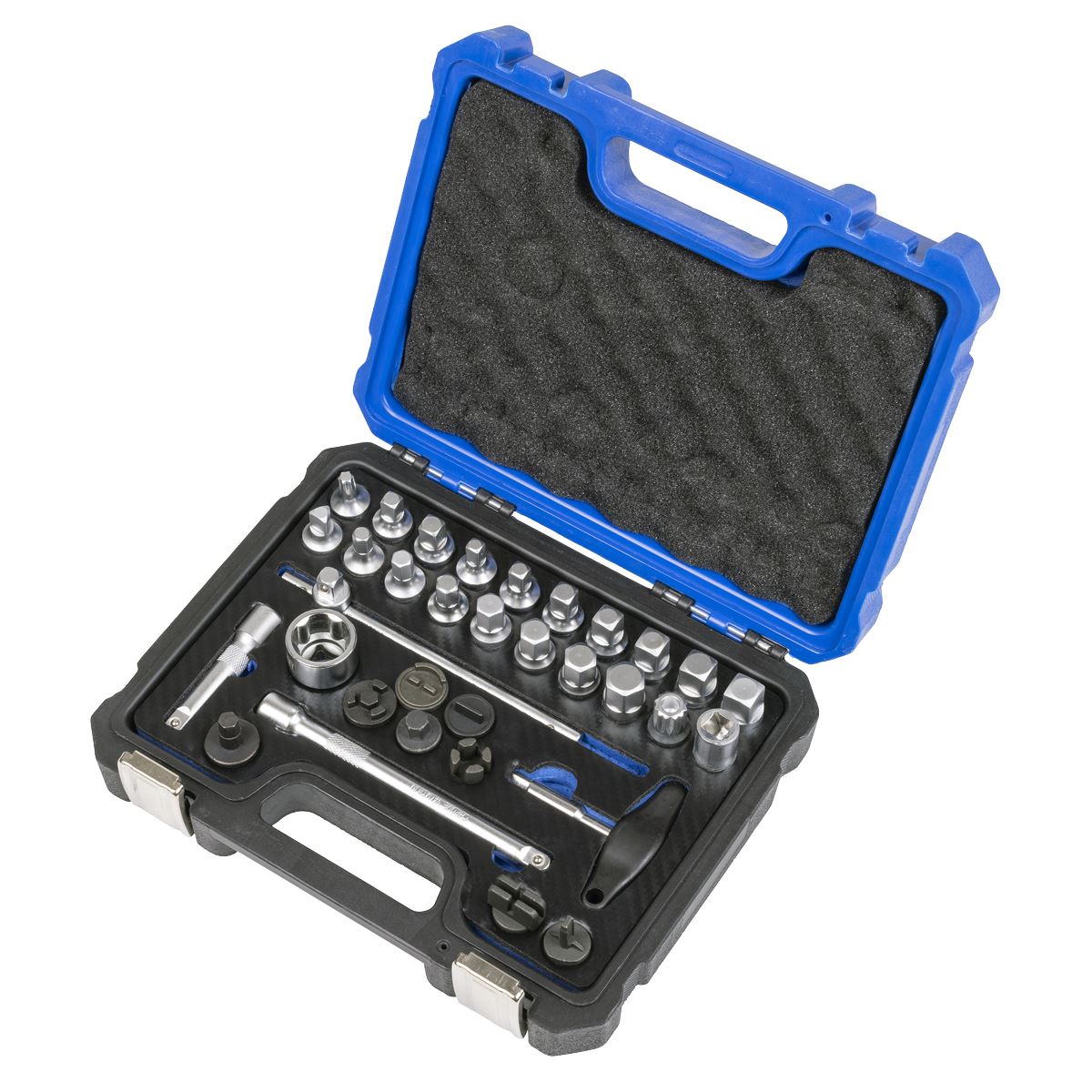 Sealey Master Oil Drain Plug Removal Kit 33pc Engines Gearboxes And Axles AK758