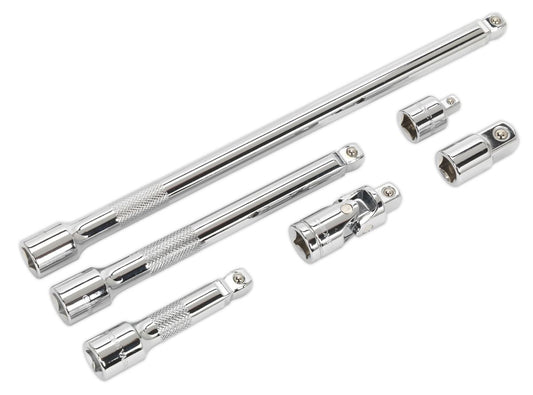 Sealey 3/8"Sq Drive Wobble Rigid Extension Bar Set 6pc Including U/J   AK7690