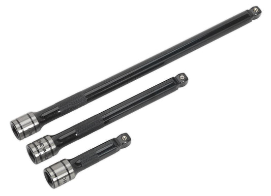 Sealey 3/8"Sq Drive Wobble Rigid Extension Bar Set 3pc Black Series AK7691