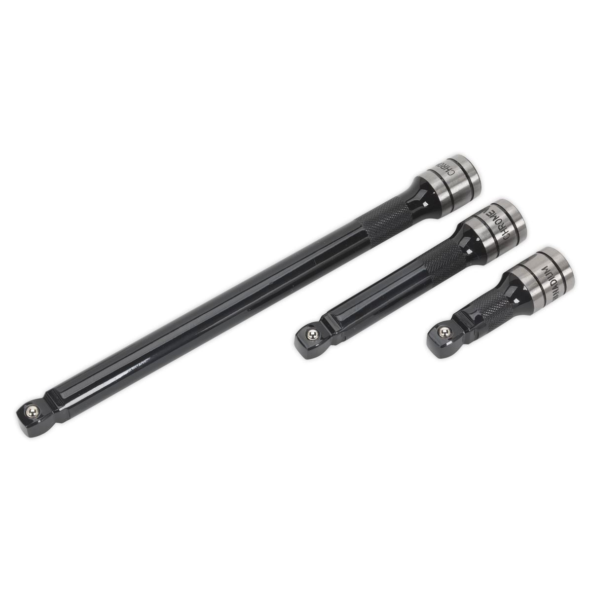 Sealey Wobble Rigid Extension Bar Set 3pc 1/2"Sq Drive Black Series AK7692