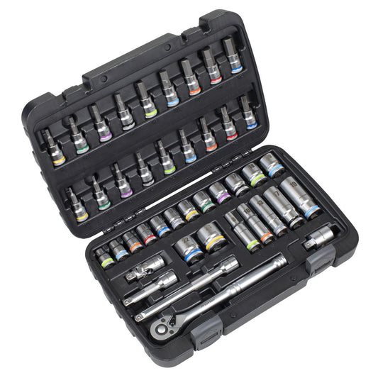 Sealey Socket And Socket Bit Set 3/8"Sq Drive 42pc With Hex & Torx AK7915
