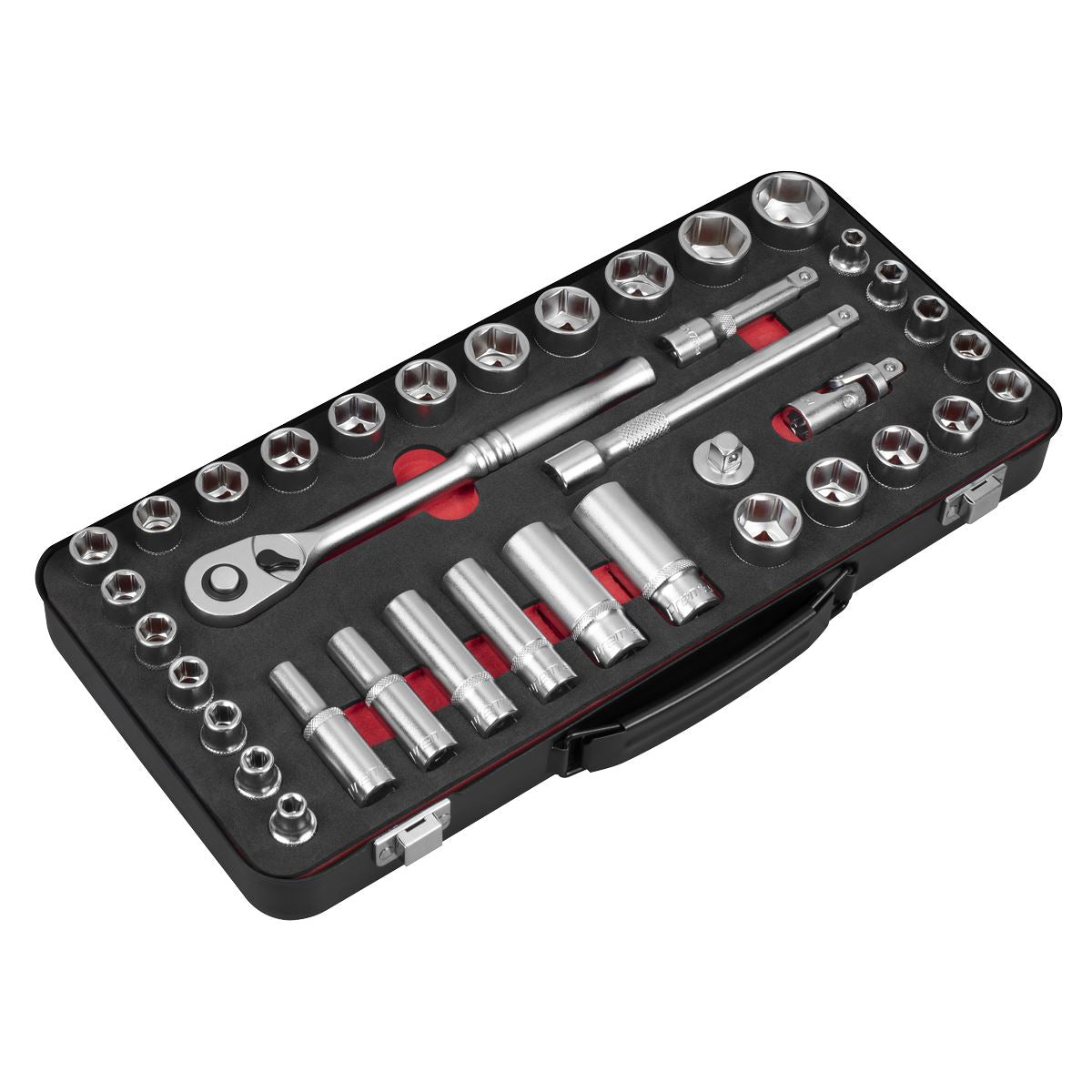 Sealey Socket Set 3/8"D 37pc Metric Imperial Single Hex Standard Length AK7923