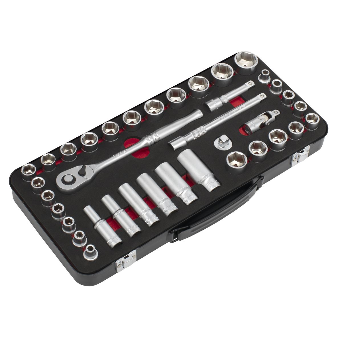 Sealey Socket Set 3/8"D 37pc Metric Imperial Single Hex Standard Length AK7923