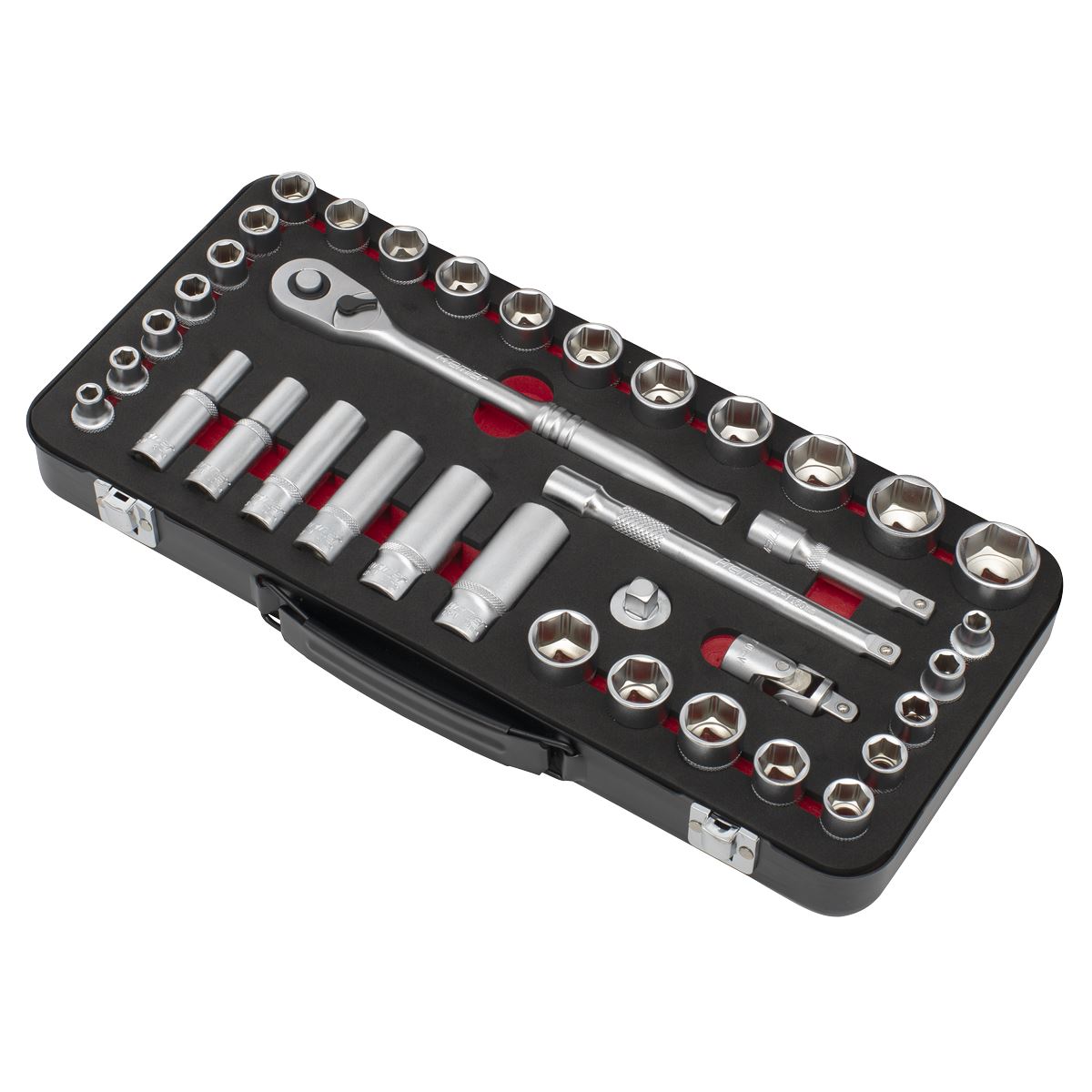 Sealey Socket Set 3/8"D 37pc Metric Imperial Single Hex Standard Length AK7923