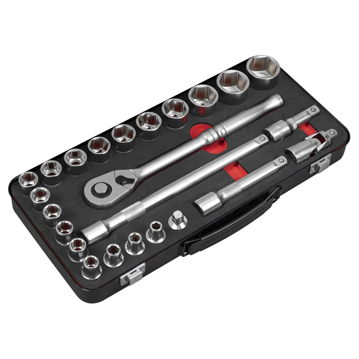 Sealey Metric Socket Set 1/2"D 24pc Single Hex Standard Length AK7924