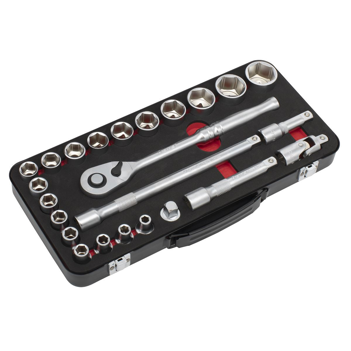 Sealey Metric Socket Set 1/2"D 24pc Single Hex Standard Length AK7924