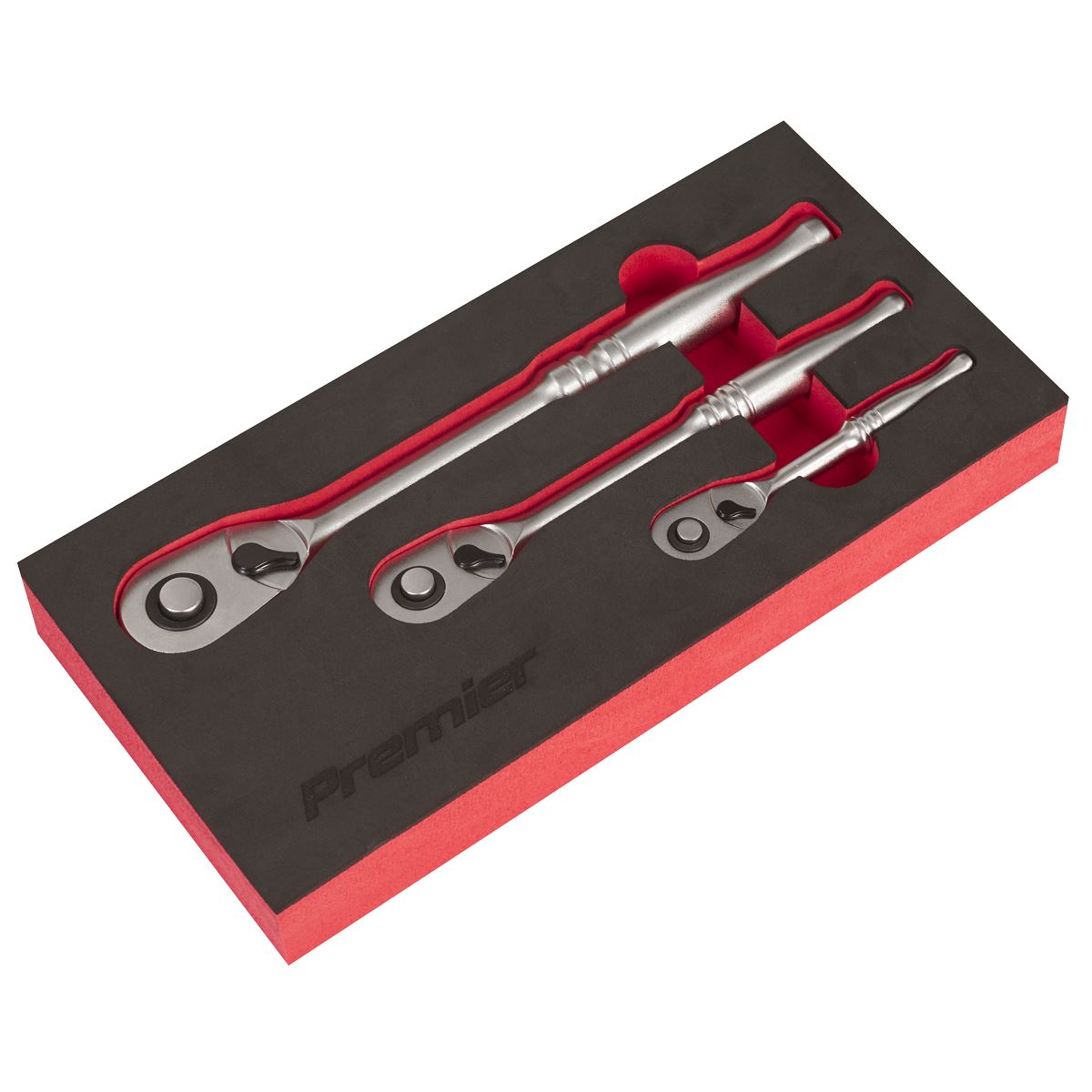 Sealey Ratchet Wrench Set 3pc Pear-Head Flip Reverse Contoured Handle AK7933