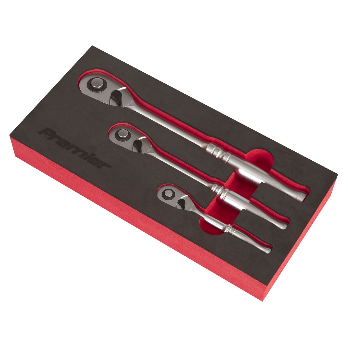 Sealey Ratchet Wrench Set 3pc Pear-Head Flip Reverse Contoured Handle AK7933