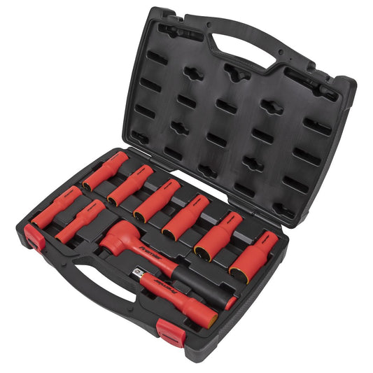 Sealey Metric Insulated Socket Set 10pc 1/2"D 6pt WallDrive VDE Approved AK7943