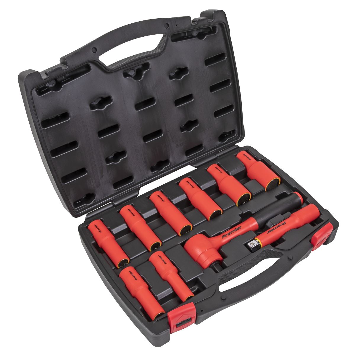 Sealey Metric Insulated Socket Set 10pc 1/2"D 6pt WallDrive VDE Approved AK7943