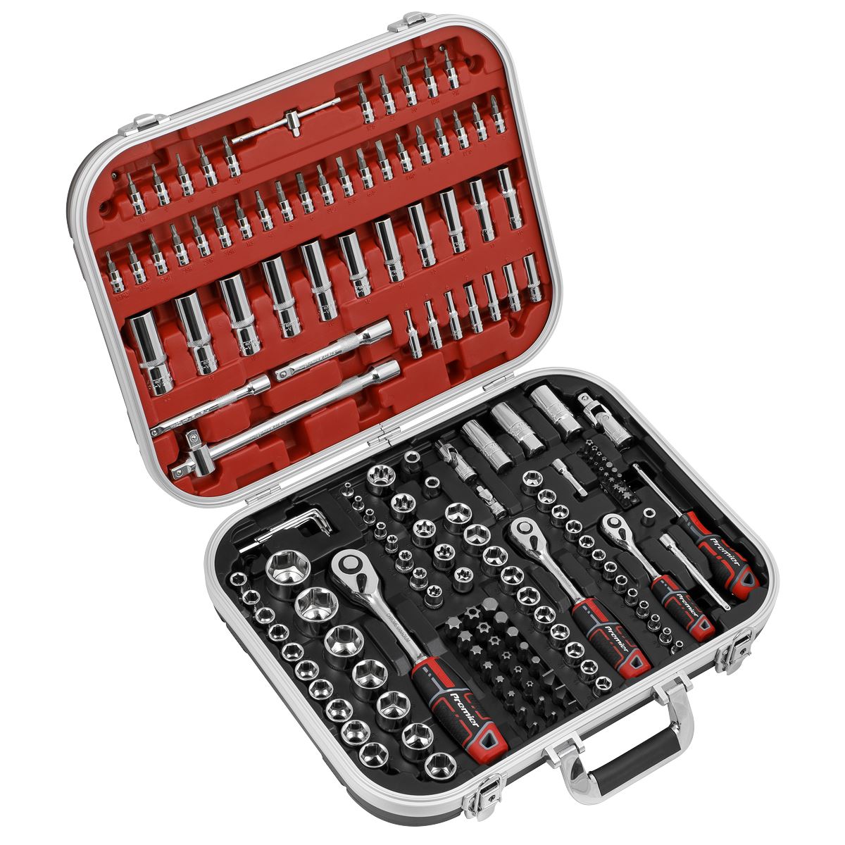 Metric Socket And Bit Set 172pc 1/4" 3/8" 1/2"Sq Drive WallDrive Sealey AK7981
