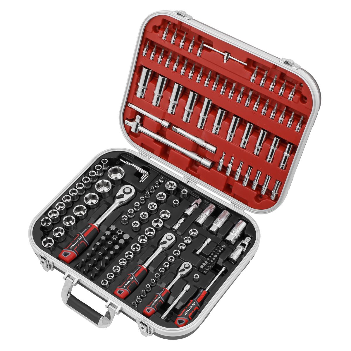 Metric Socket And Bit Set 172pc 1/4" 3/8" 1/2"Sq Drive WallDrive Sealey AK7981
