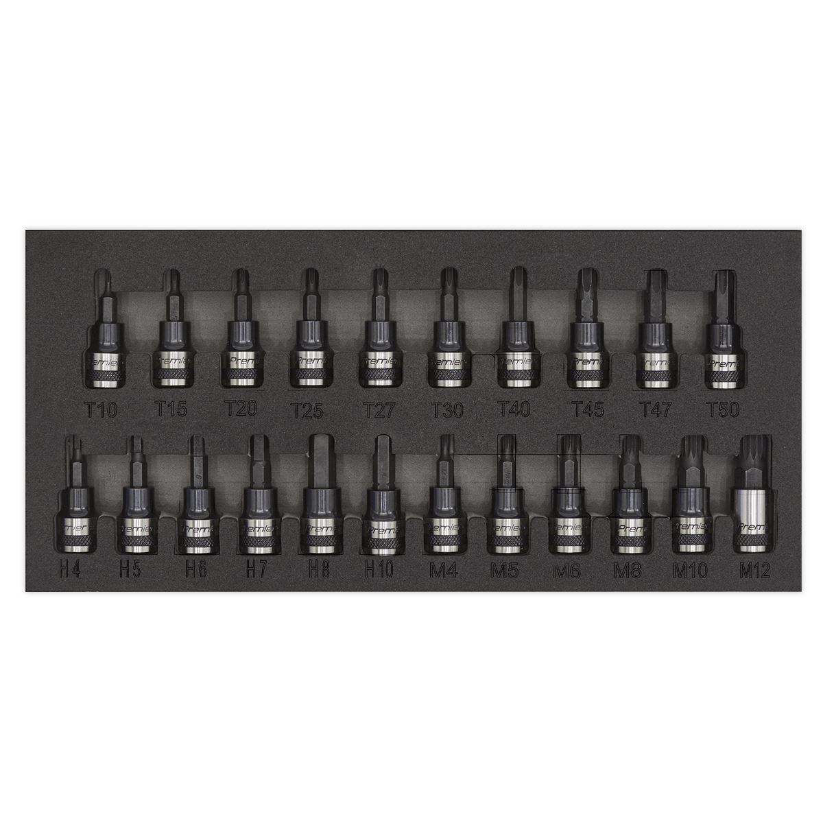 Sealey TRX-Star*/Hex/Spline Socket Bit Set 22pc 3/8"Sq Drive Black Series AK7985