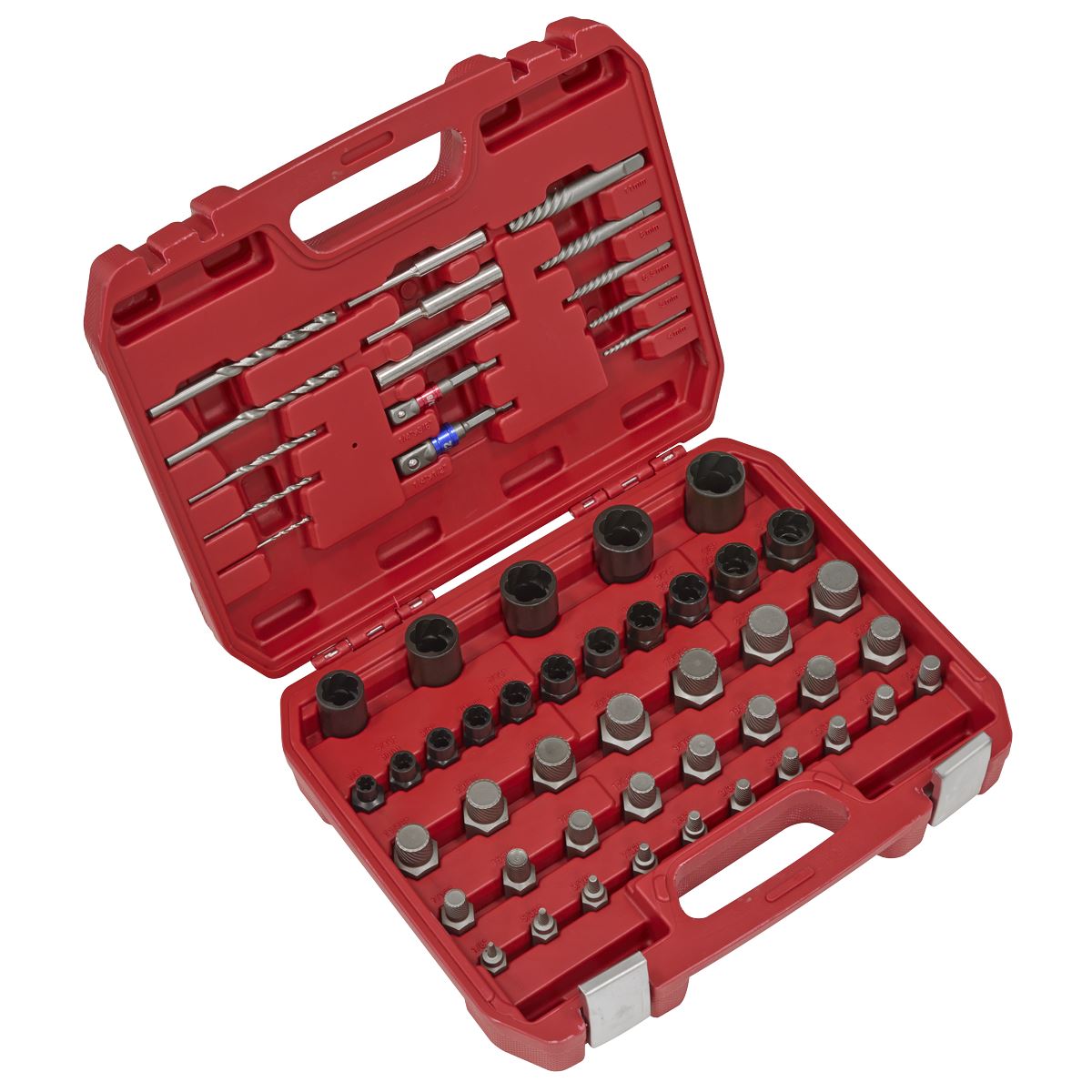 Sealey Master Nut Bolt Screw Extractor Set 56pc Internal External & Bits AK8156