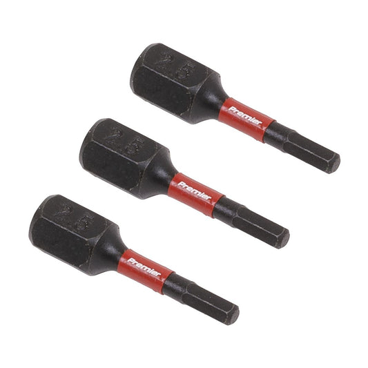 Sealey Hex 2.5mm Impact Power Tool Bits 25mm - 3pc AK8210