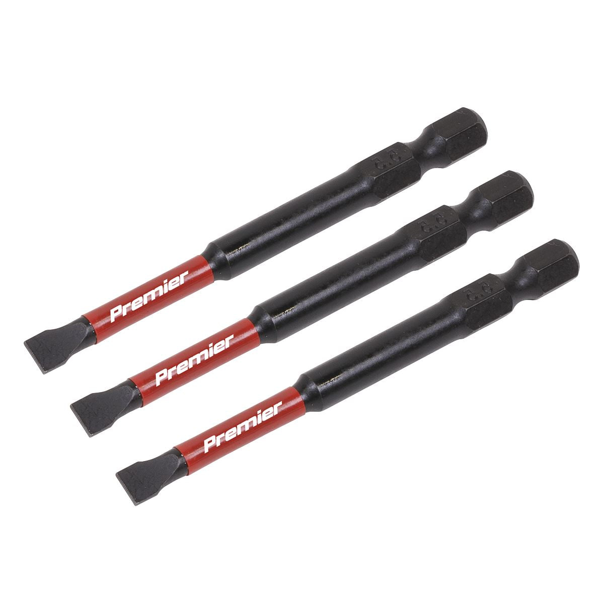 Sealey Slotted 5.5mm Impact Power Tool Bits 75mm - 3pc AK8252
