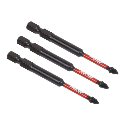 Sealey Pozi #1 Impact Power Tool Bits 75mm - 3pc AK8257