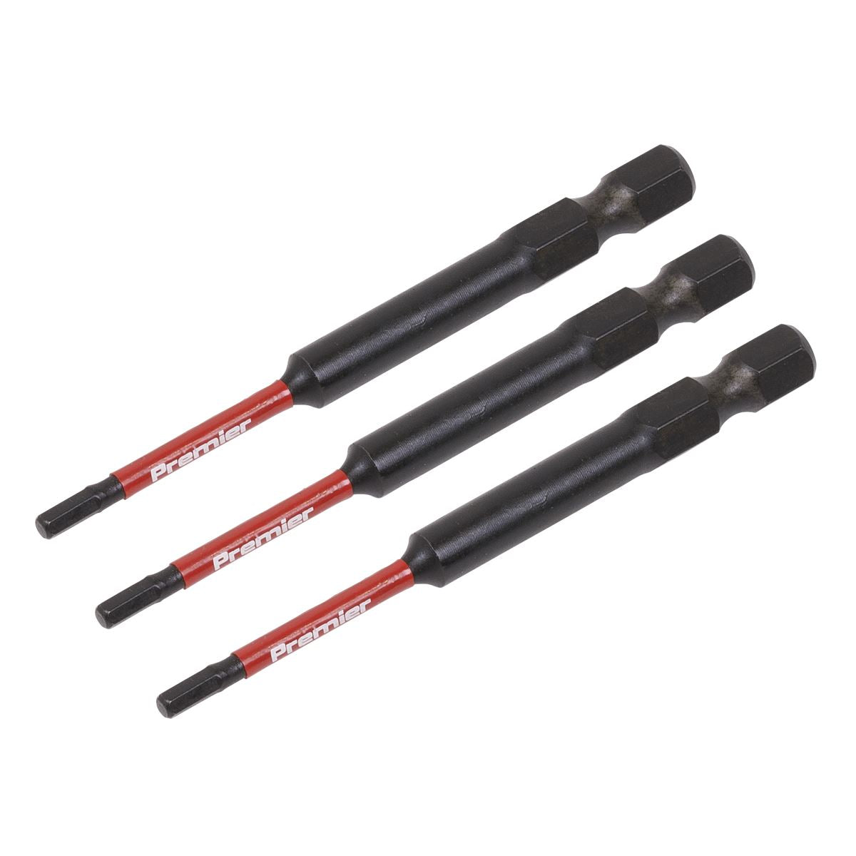 Sealey Hex 2.5mm Impact Power Tool Bits 75mm - 3pc AK8260