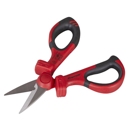 Sealey Insulated Scissors VDE Approved Stainless Steel Blade Soft Handle AK8526