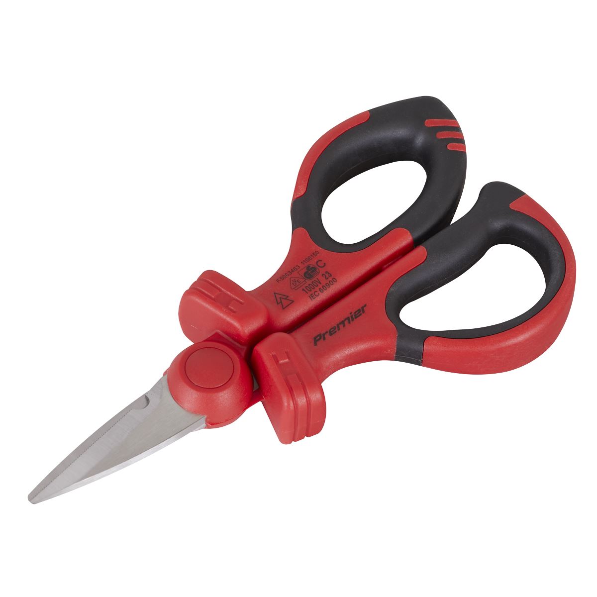 Sealey Insulated Scissors VDE Approved Stainless Steel Blade Soft Handle AK8526